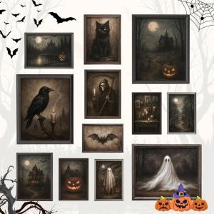 image97 Decor Vintage Halloween Wall Art Prints  Dark Halloween Pictures Wall Decor Creepy Ghost Painting Witchy Posters For Room Aesthetic Spooky Artwork Witch Decorations For Bedroom unframedHalloween