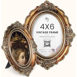 image97 Decor Vintage Picture Frames 4x6  Antique Oval Picture Frame 4x6 Ornate Gold Frame 4 X 6 For Tabletop And Wall Hanging Antique Wall DecorBronze