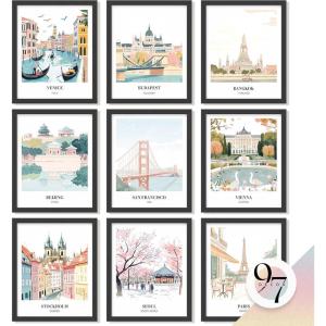 image97 Decor Vintage Travel Posters  Retro Wall Art For Home Around World Destination Pictures Famous City Artwork For Classroom Decoration 8x10 Unframed