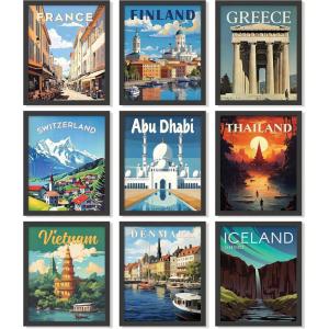 image97 Decor Vintage Travel Posters Wall Art  Retro Travel Decor For Home Travel Art Prints For Wall Decor Around World Destination Pictures Famous City Artwork For Classroom Decoration 8x10 Unframed