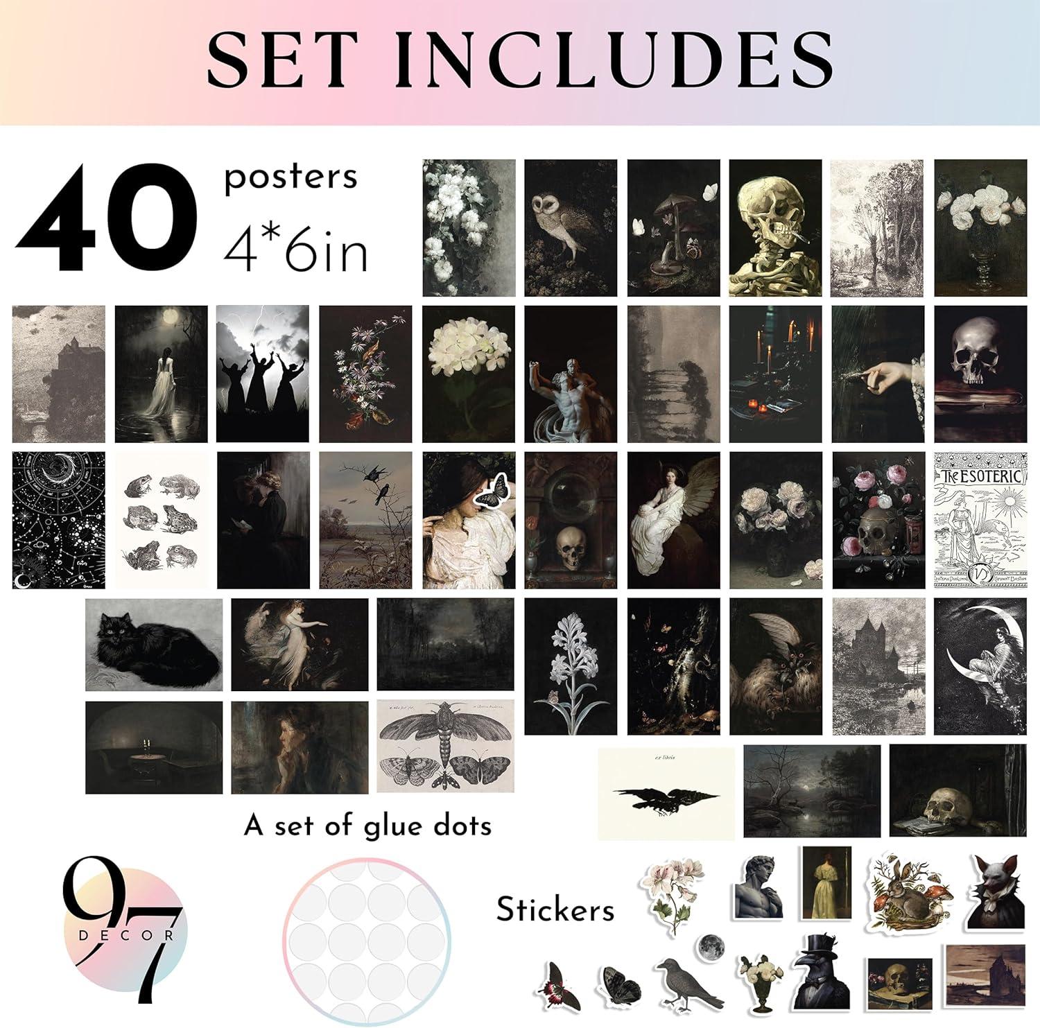 image97 Decor Large 11x14 Gothic Home Decor Aesthetic  Large Vintage Witchy Decor Gothic Wall Art Goth Room Witch Pictures Witchy Halloween Dark Goth Posters For Bedroom Decorations UnframedGothic 40x4x6