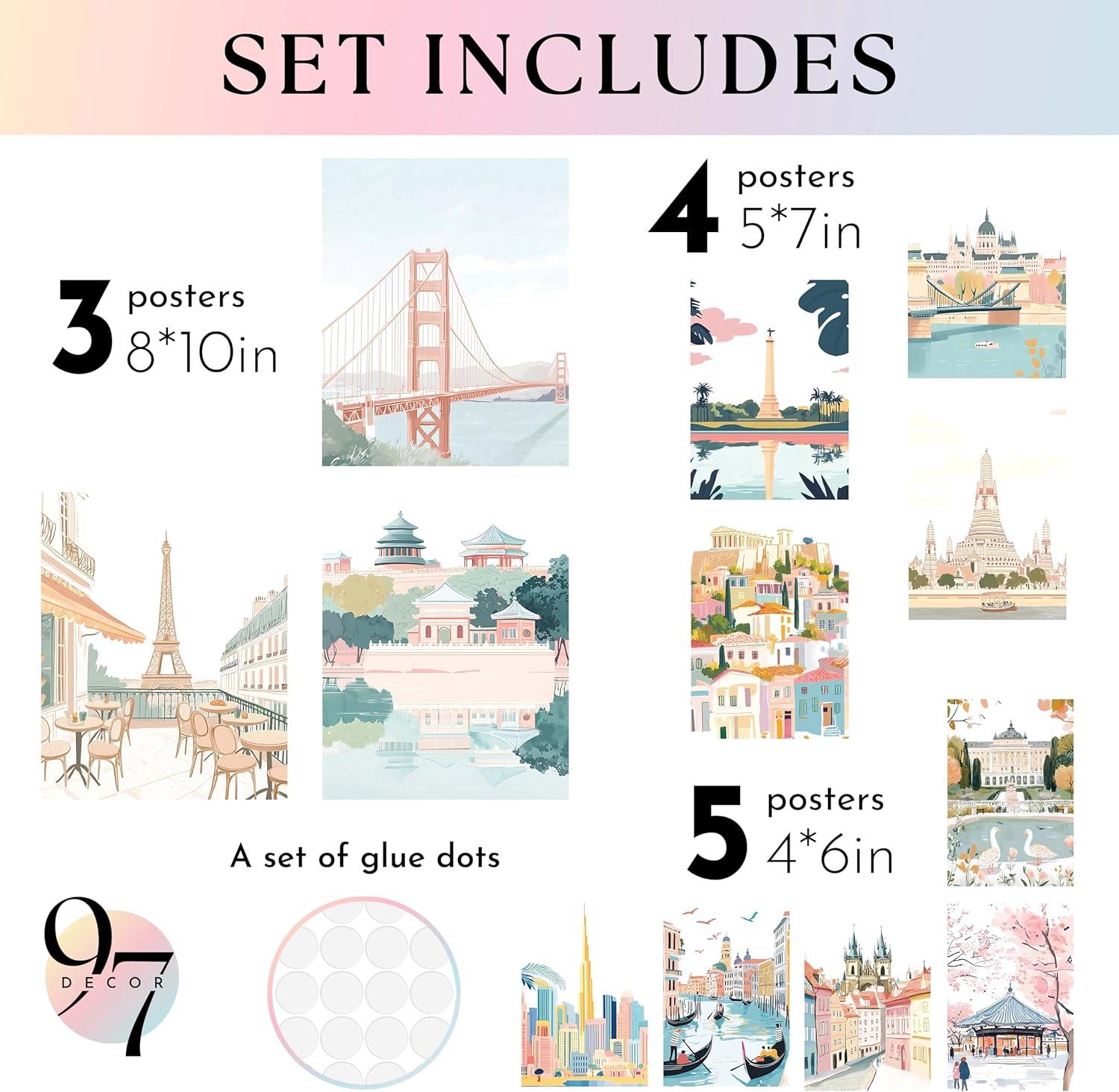 image97 Decor Vintage Travel Posters Wall Art  Retro Travel Decor For Home Traveling Art Prints For Wall Around The World Destination Pictures Famous City Artwork For Classroom Decoration Unframed