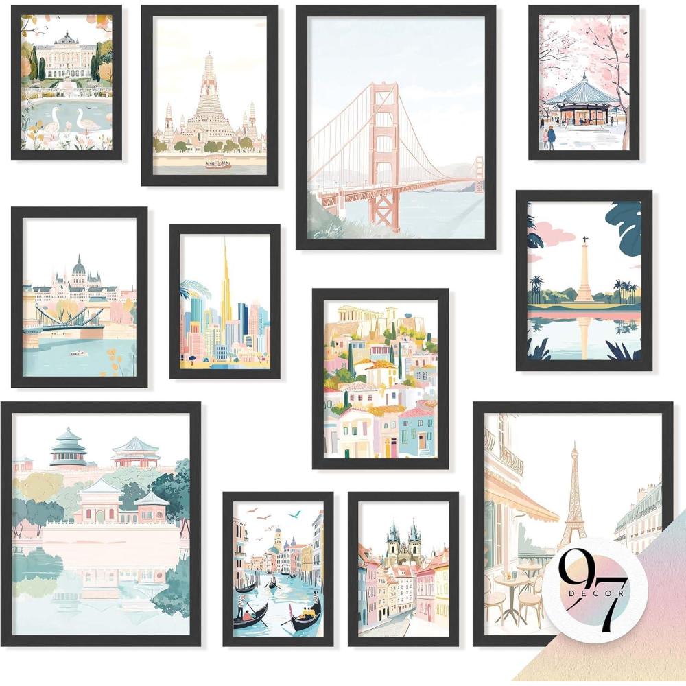 image97 Decor Vintage Travel Posters Wall Art  Retro Travel Decor For Home Traveling Art Prints For Wall Around The World Destination Pictures Famous City Artwork For Classroom Decoration Unframed