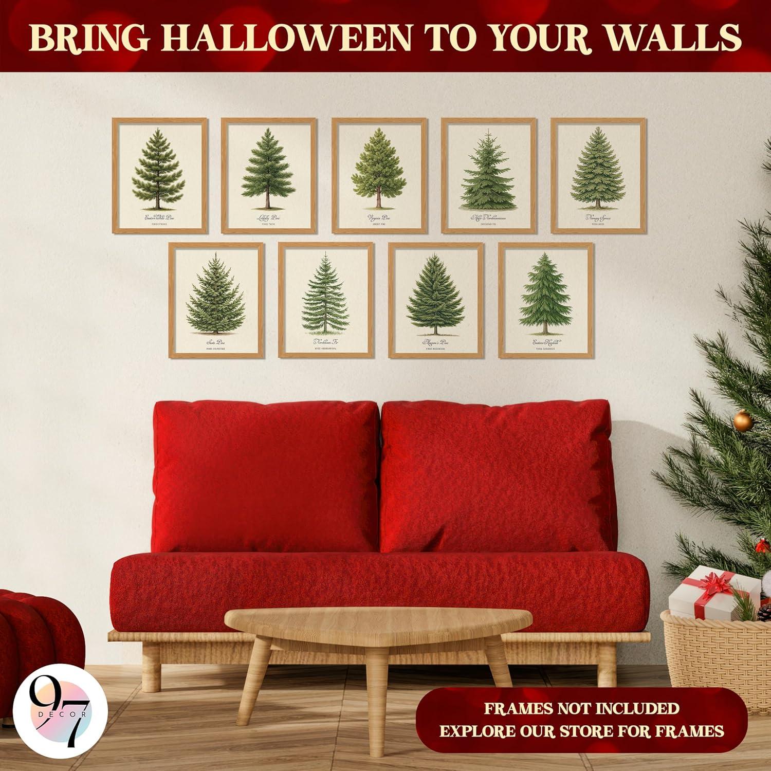 image97 Decor Vintage Christmas Prints Unframed  Moody Christmas Pictures Wall Decor Aesthetic Holiday Poster Winter Art Reindeer Pine Tree Photo Santa Artwork Retro Xmas Painting For Home BedroomPine Tree