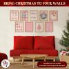image97 Decor Vintage Christmas Prints Unframed  Moody Christmas Pictures Wall Decor Aesthetic Holiday Poster Winter Art Reindeer Pine Tree Photo Santa Artwork Retro Xmas Painting For Home BedroomPink Christmas