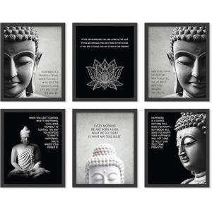 image97 Decor FRAMED Buddha Decor for Home  Buddha Wall Art Prints Inspirational Buddhist Quotes Poster Buddhism Art Pictures Zen Meditation for Bedroom Office Yoga Room Decorations BLACK FRAME