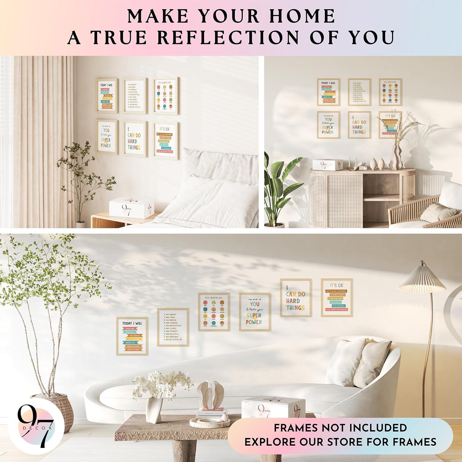 image97 DECOR FRAMED Kids Affirmation Wall Decor  Positive Affirmations for Kids Decor Affirmation Art Prints Nursery Pictures Colorful Inspirational Quotes Posters for Classroom Playroom Decor BEIGE FRAMEKid Affirmation