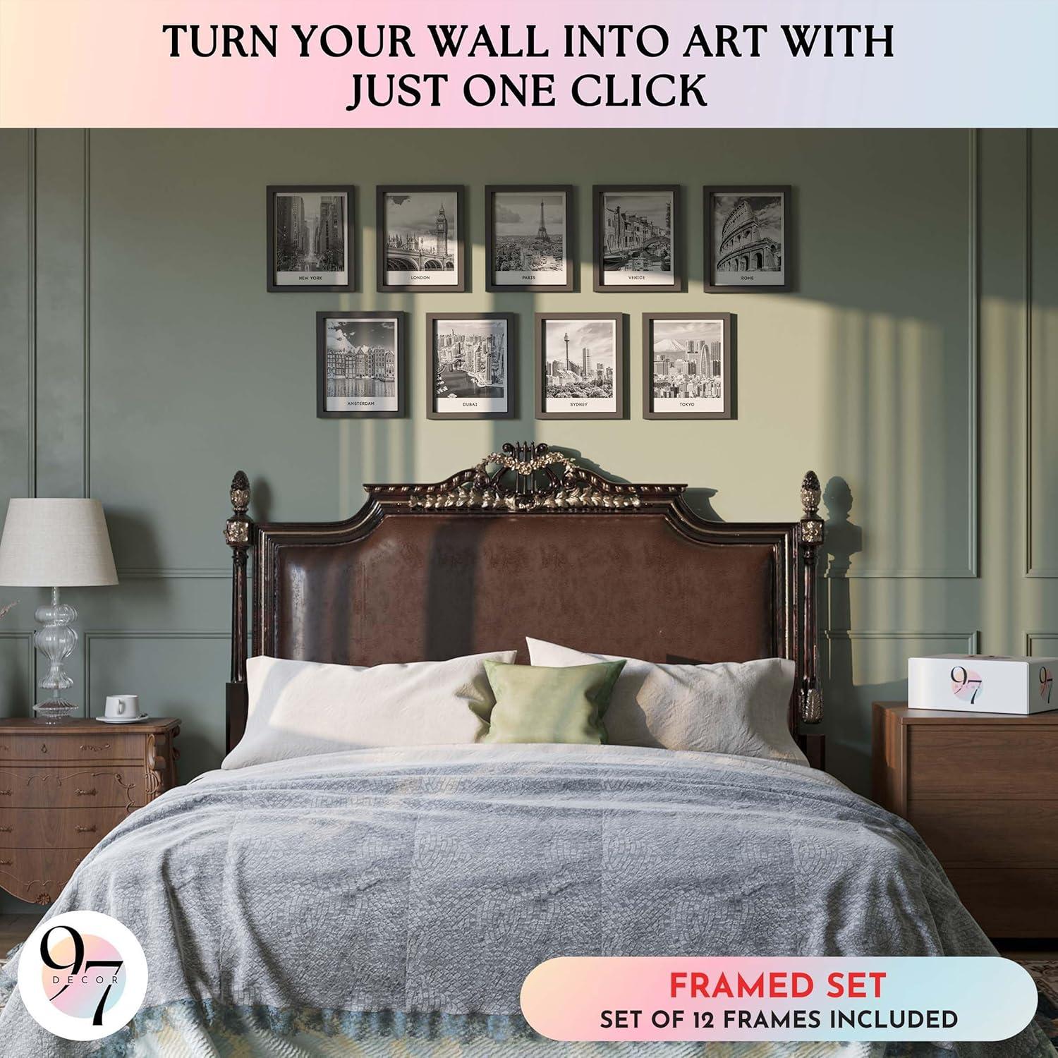 image97 Decor FRAMED Black White City Wall Art Print  Cityscape Pictures Famous Architecture Landscape Artwork Wall Decor European Buildings Poster New York City Skyline Photo BLACK FRAMECity