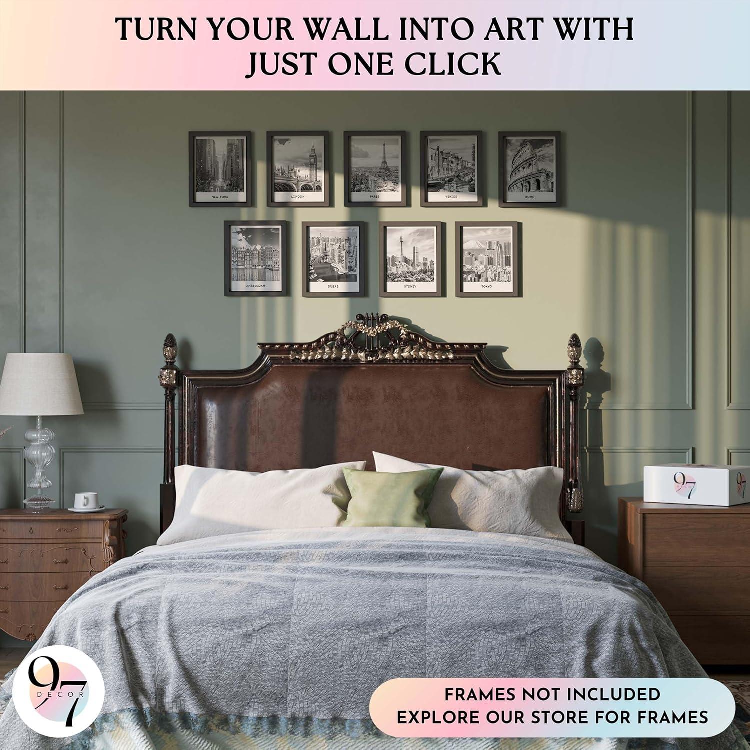 image97 Decor FRAMED Black White City Wall Art Print  Cityscape Pictures Famous Architecture Landscape Artwork Wall Decor European Buildings Poster New York City Skyline Photo BLACK FRAMECity