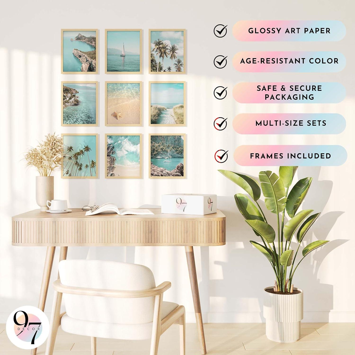 image97 Decor FRAMED Coastal Wall Art Decor  Coastal Posters Beach Pictures Wall Art Prints Beach Wall Decor Ocean Wall Art Beachy Photos Tropical Summer Artwork for Home Decorations BEIGE FRAMECoastal