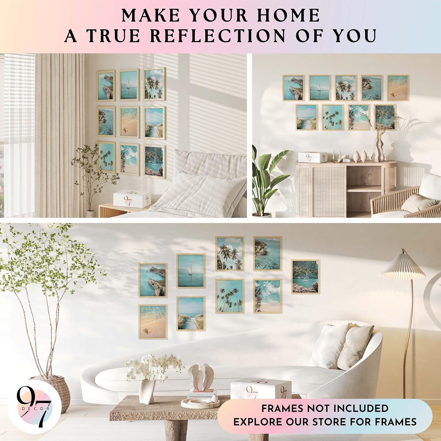 image97 Decor FRAMED Coastal Wall Art Decor  Coastal Posters Beach Pictures Wall Art Prints Beach Wall Decor Ocean Wall Art Beachy Photos Tropical Summer Artwork for Home Decorations BEIGE FRAMECoastal