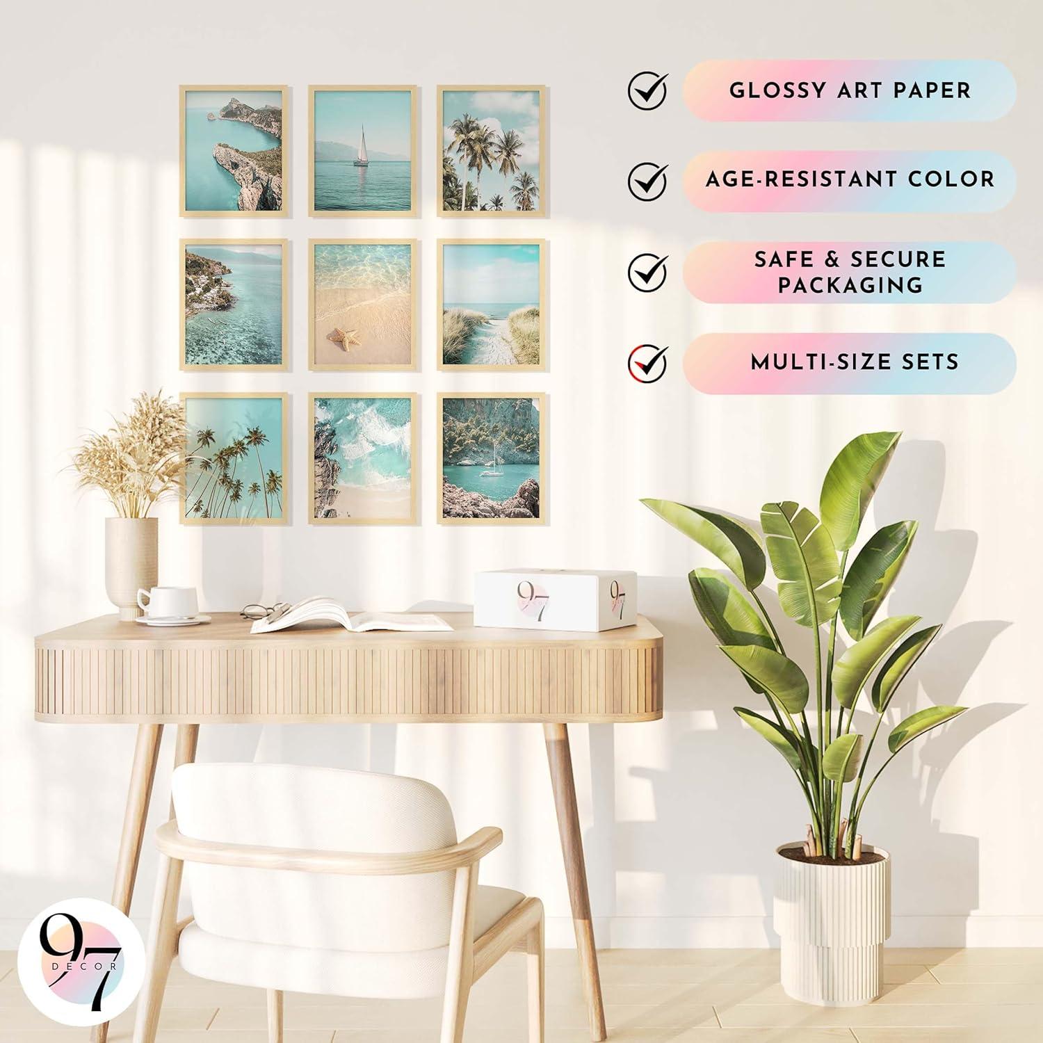 image97 Decor FRAMED Coastal Wall Art Decor  Coastal Posters Beach Pictures Wall Art Prints Beach Wall Decor Ocean Wall Art Beachy Photos Tropical Summer Artwork for Home Decorations BEIGE FRAMECoastal