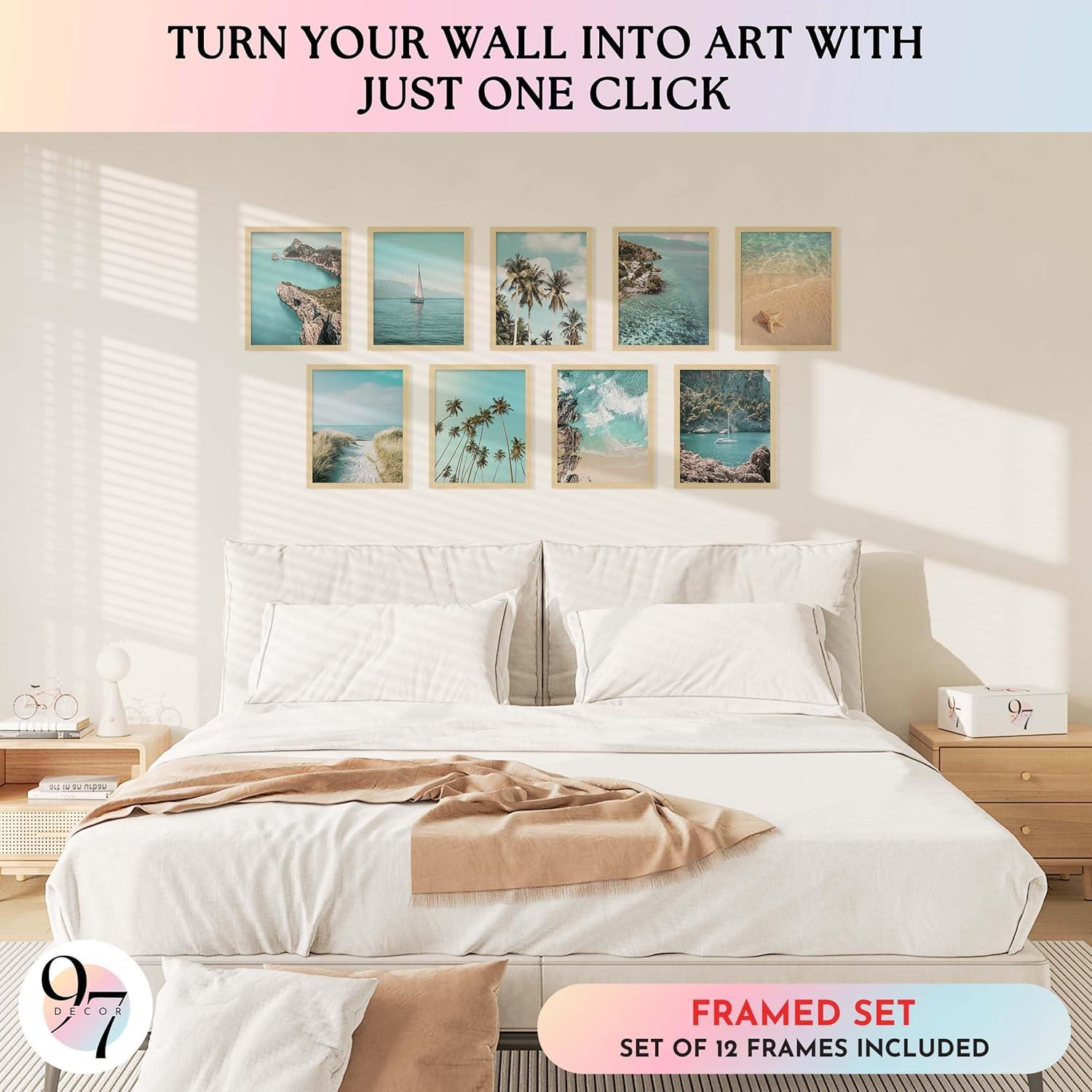 image97 Decor FRAMED Coastal Wall Art Decor  Coastal Posters Beach Pictures Wall Art Prints Beach Wall Decor Ocean Wall Art Beachy Photos Tropical Summer Artwork for Home Decorations BEIGE FRAMECoastal