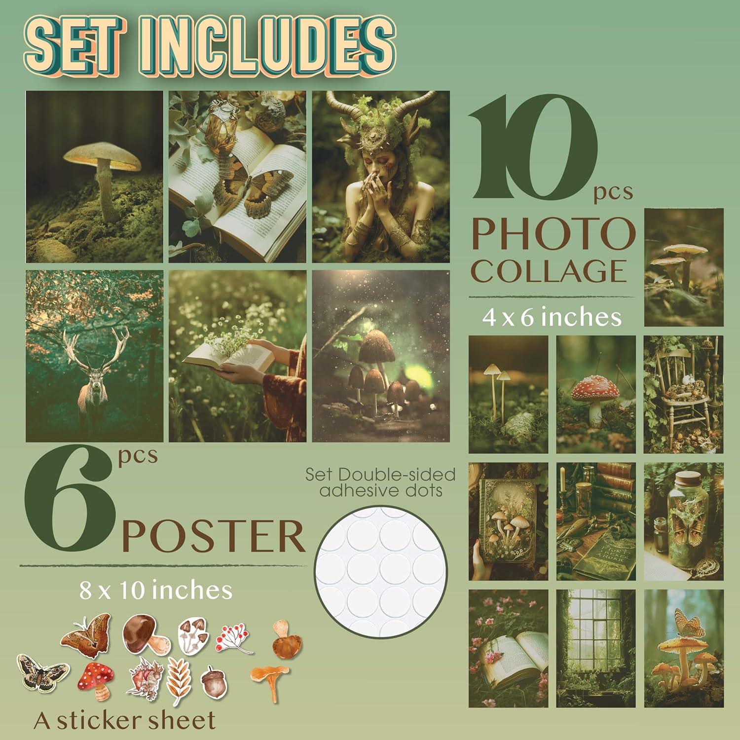 image97 Decor FRAMED Cottagecore Wall Decor  Vintage Fairycore Decorations Boho Fairy Room Fantasy Prints Nature Earthy Posters For Room Aesthetic Mushroom Cottage Core Wall Art For Dorm Bedroom BEIGE FRAMEGoblincore Gallery