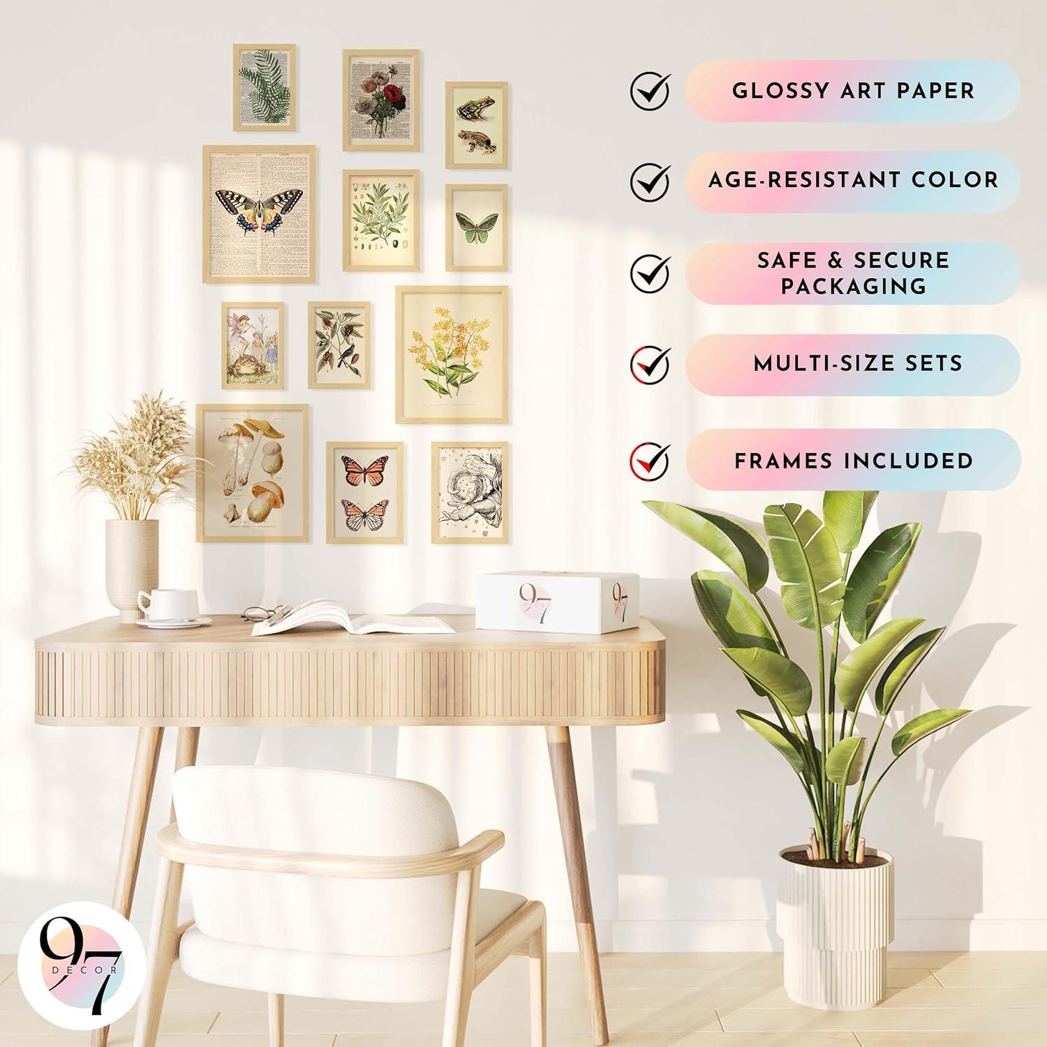 image97 Decor FRAMED Cottagecore Wall Decor  Vintage Fairycore Decorations Boho Fairy Room Fantasy Prints Nature Earthy Posters For Room Aesthetic Mushroom Cottage Core Wall Art For Dorm Bedroom BEIGE FRAMECottagecore