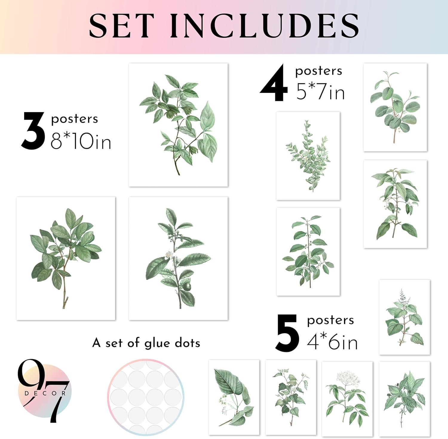 image97 Decor FRAMED Vintage Botanical Prints Wall Art  Botanical Plant Poster Butterfly Pictures Bird Art Sunflower Fern Prints Flower Botanical Painting for Home Bedroom Decorations BEIGE FRAMEFresh Botanical Gx8x10