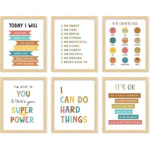 image97 DECOR FRAMED Kids Affirmation Wall Decor  Positive Affirmations for Kids Decor Affirmation Art Prints Nursery Pictures Colorful Inspirational Quotes Posters for Classroom Playroom Decor BEIGE FRAMEKid Affirmation