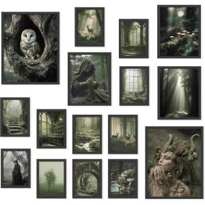 image97 Decor FRAMED Cottagecore Wall Decor  Vintage Fairycore Decorations Boho Fairy Room Fantasy Prints Nature Earthy Posters For Room Aesthetic Mushroom Cottage Core Wall Art For Dorm Bedroom BEIGE FRAMEGoblincore