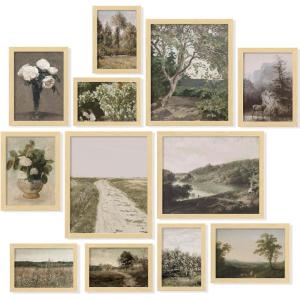 image97 Decor FRAMED French Country Wall Art Decor  Vintage Wall Art Prints Cottagecore Wall Decor Vintage Botanical Print Nature Poster Landscape Painting Farmhouse Spring Pictures For Home Bedroom BEIGE FRAMEFrench Country Gx8x10