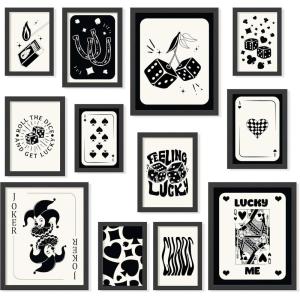 image97 Decor FRAMED Black and White Wall Art  Retro Lucky Poster Black and White Trendy Wall Art Poker Room Decor Funky Art Prints Poker Pictures Ace Of Spades Decor for Bedroom Apartment BLACK FRAME