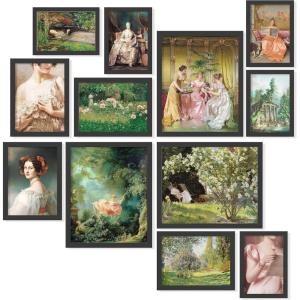 image97 Decor FRAMED Vintage Victorian Decor for Home  Coquette Vintage Art Prints Light Victorian Wall Art Classic Maximalist Wall Decorations Old Paintings Woman Portrait Pictures for Bedroom BLACK FRAMEBaroque Victorian Gx8x10