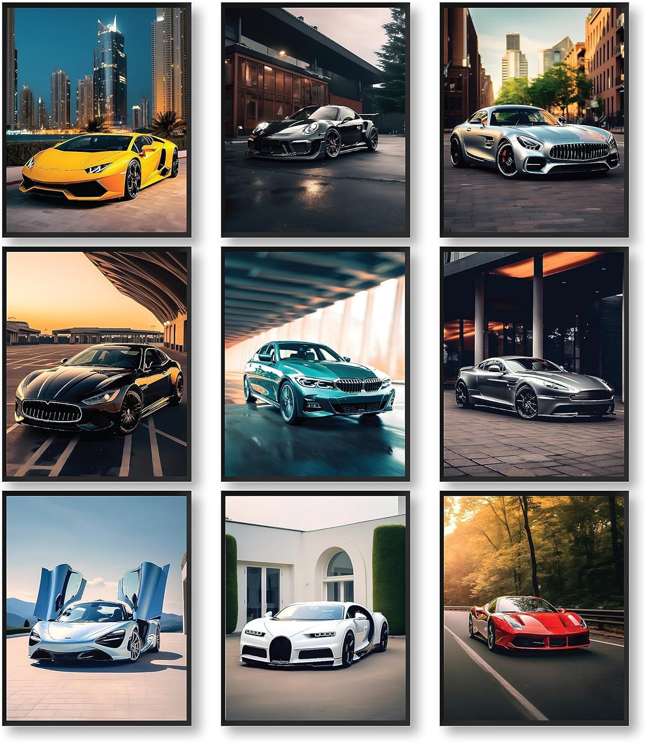 image97 Decor FRAMED Classic Car Posters for Bedroom  Muscle Car Posters For Boys Room Vintage Muscle Car Decor Race Cars Pictures Wall Decorations Antique Old Muscles Cars Wall Art Prints for Mens BLACK FRAMECAR 1