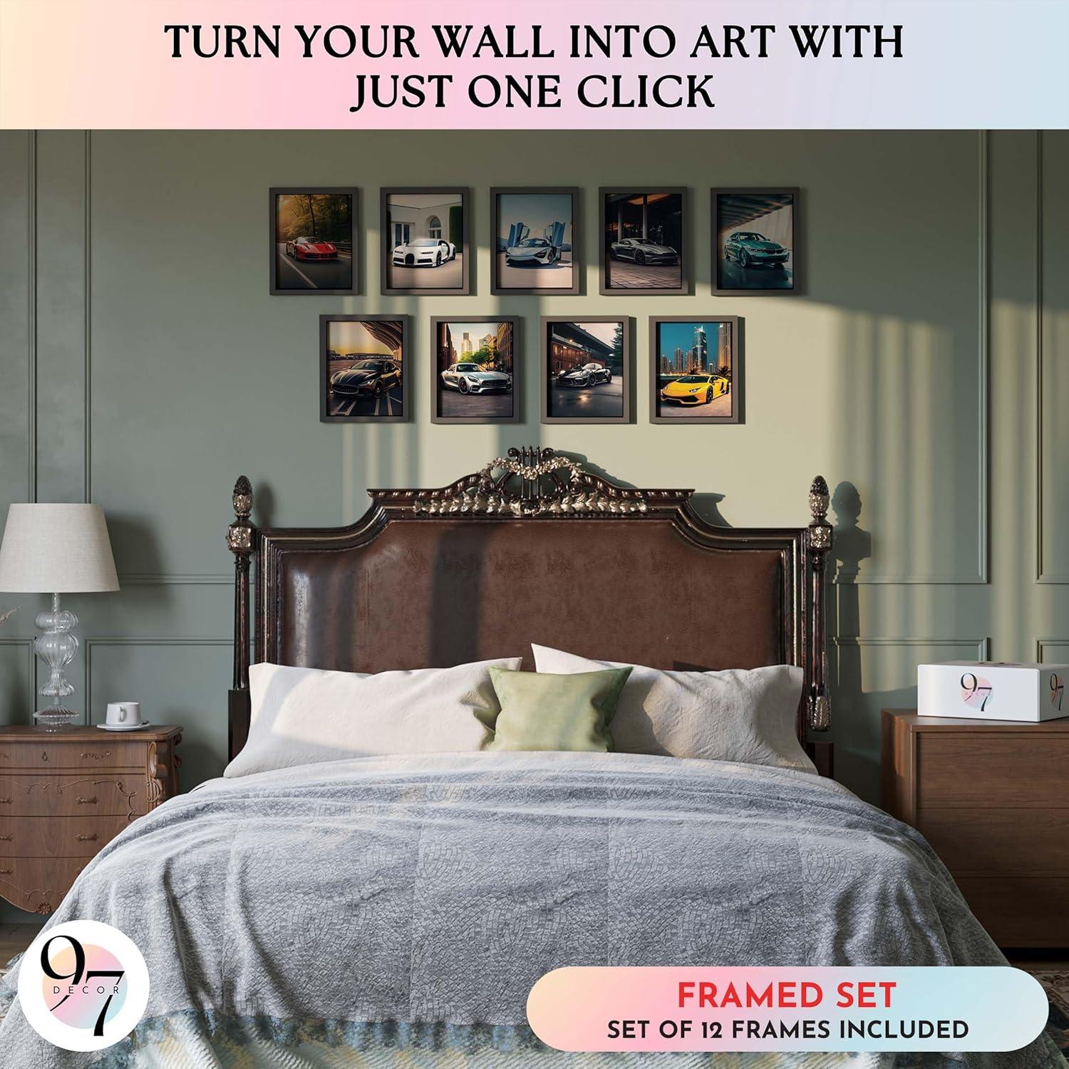 image97 Decor FRAMED Classic Car Posters for Bedroom  Muscle Car Posters For Boys Room Vintage Muscle Car Decor Race Cars Pictures Wall Decorations Antique Old Muscles Cars Wall Art Prints for Mens BLACK FRAMECAR 1