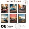 image97 Decor FRAMED Classic Car Posters for Bedroom  Muscle Car Posters For Boys Room Vintage Muscle Car Decor Race Cars Pictures Wall Decorations Antique Old Muscles Cars Wall Art Prints for Mens BLACK FRAMECAR 2