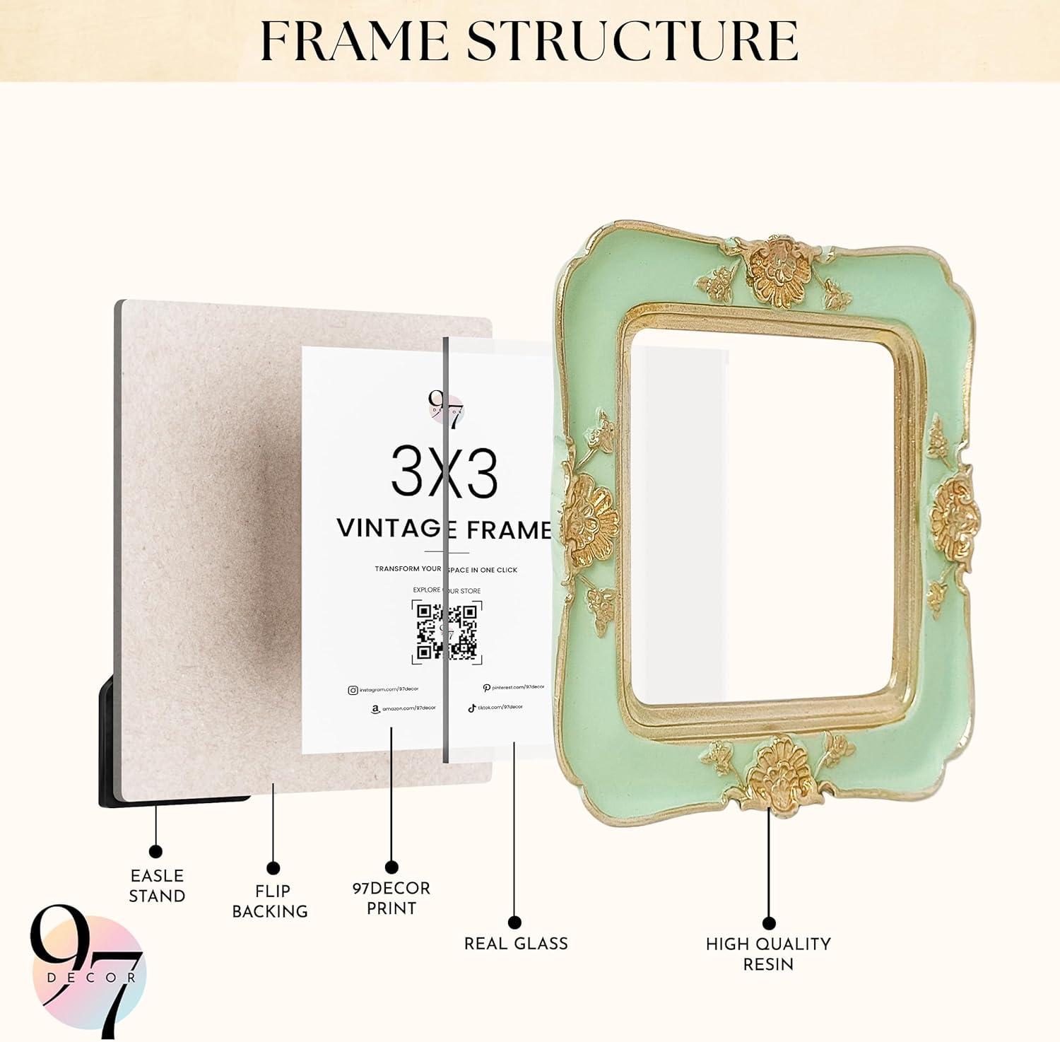 image:image97 Decor Black Vintage Picture Frames 3x3  Mini Round Gothic Picture Frame 3x3 Small Ornate Frame For Table Top And Wall Hanging Handcrafted Resin Goth Home Decor Gallery Wall ArtFrench Baroque Sage Green