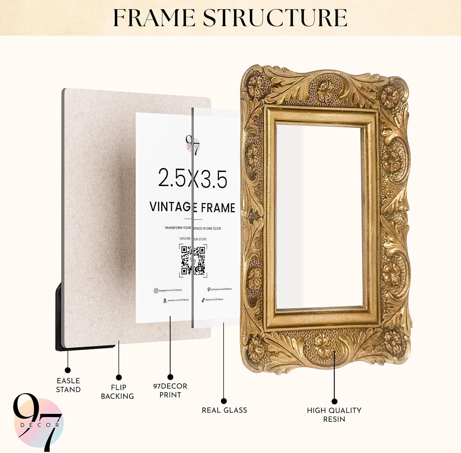 image:image97 Decor Black Vintage Picture Frames 3x3  Mini Round Gothic Picture Frame 3x3 Small Ornate Frame For Table Top And Wall Hanging Handcrafted Resin Goth Home Decor Gallery Wall ArtAntique Gold Floral Rectangle