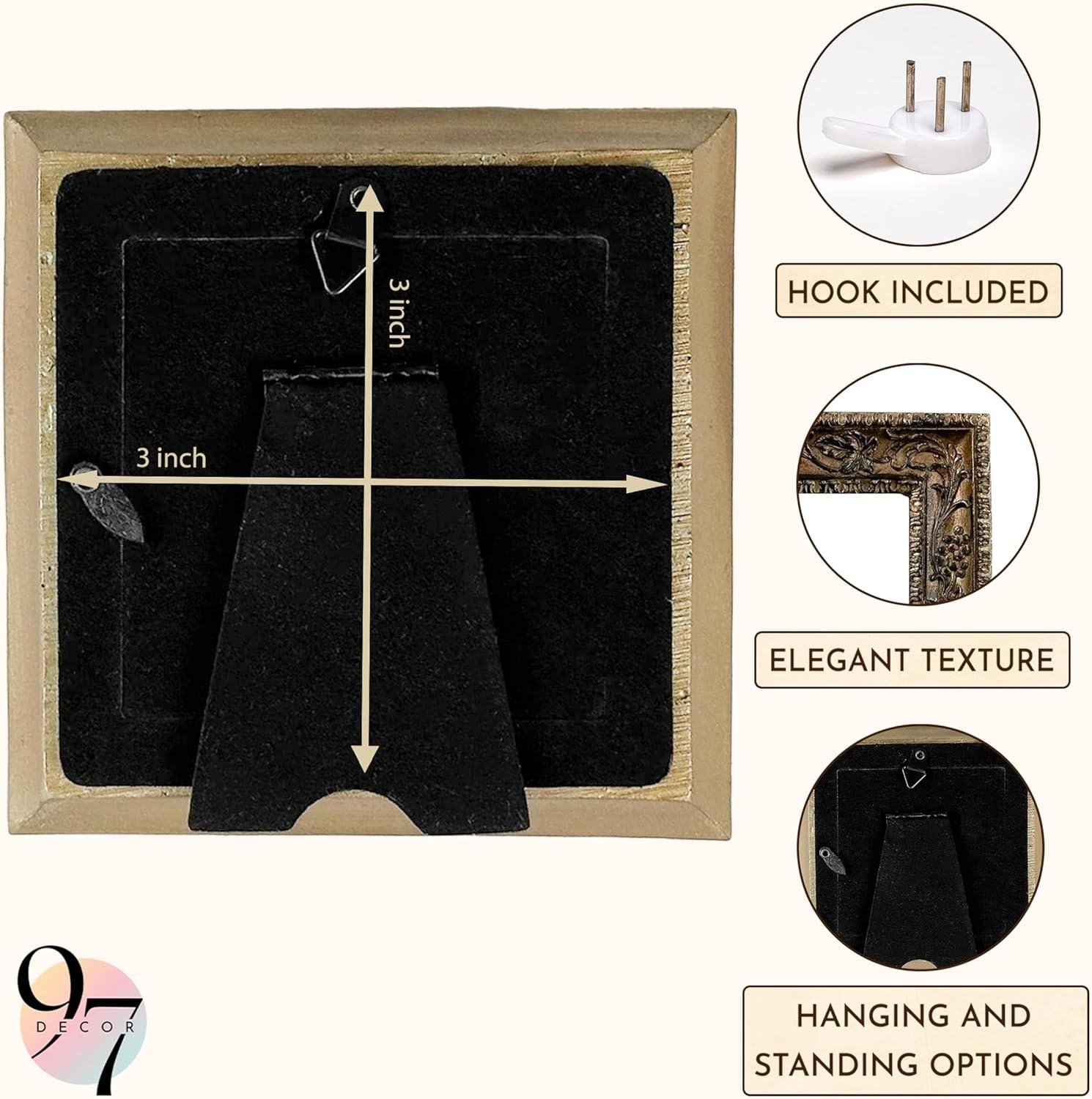 image:image97 Decor Black Vintage Picture Frames 3x3  Mini Round Gothic Picture Frame 3x3 Small Ornate Frame For Table Top And Wall Hanging Handcrafted Resin Goth Home Decor Gallery Wall ArtVictorian Square