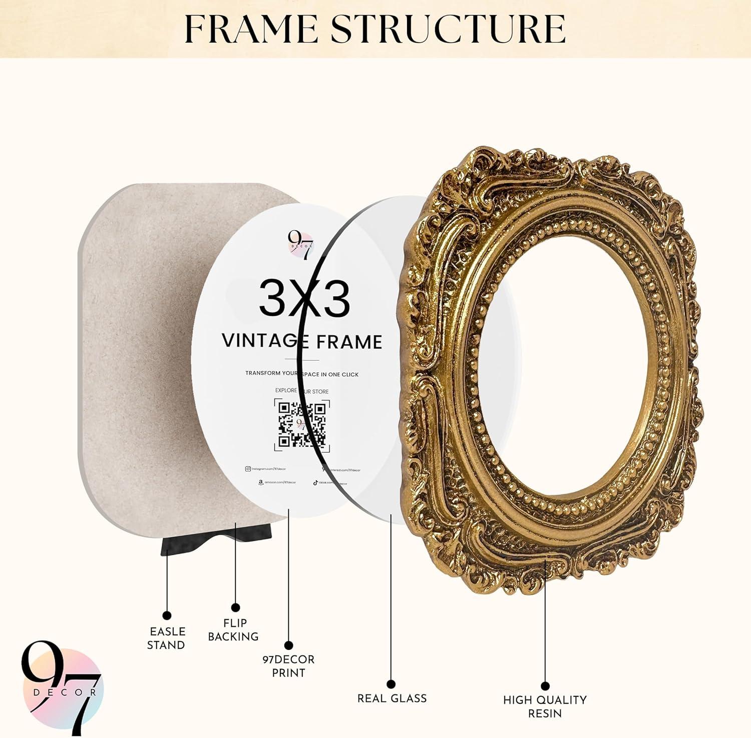 image:image97 Decor Black Vintage Picture Frames 3x3  Mini Round Gothic Picture Frame 3x3 Small Ornate Frame For Table Top And Wall Hanging Handcrafted Resin Goth Home Decor Gallery Wall ArtVictorian Gold Round