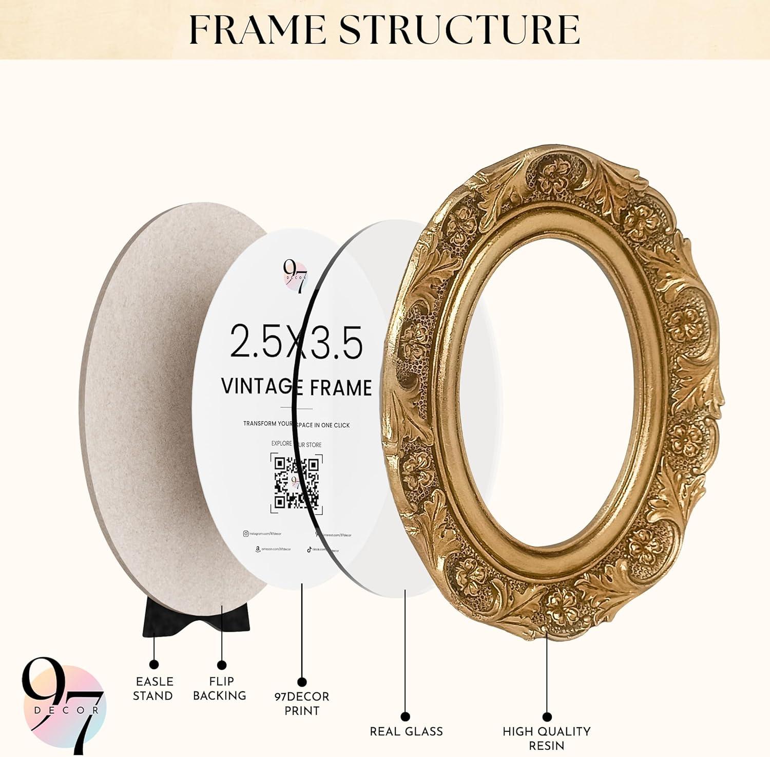 image:image97 Decor Black Vintage Picture Frames 3x3  Mini Round Gothic Picture Frame 3x3 Small Ornate Frame For Table Top And Wall Hanging Handcrafted Resin Goth Home Decor Gallery Wall ArtAntique Gold Floral Oval