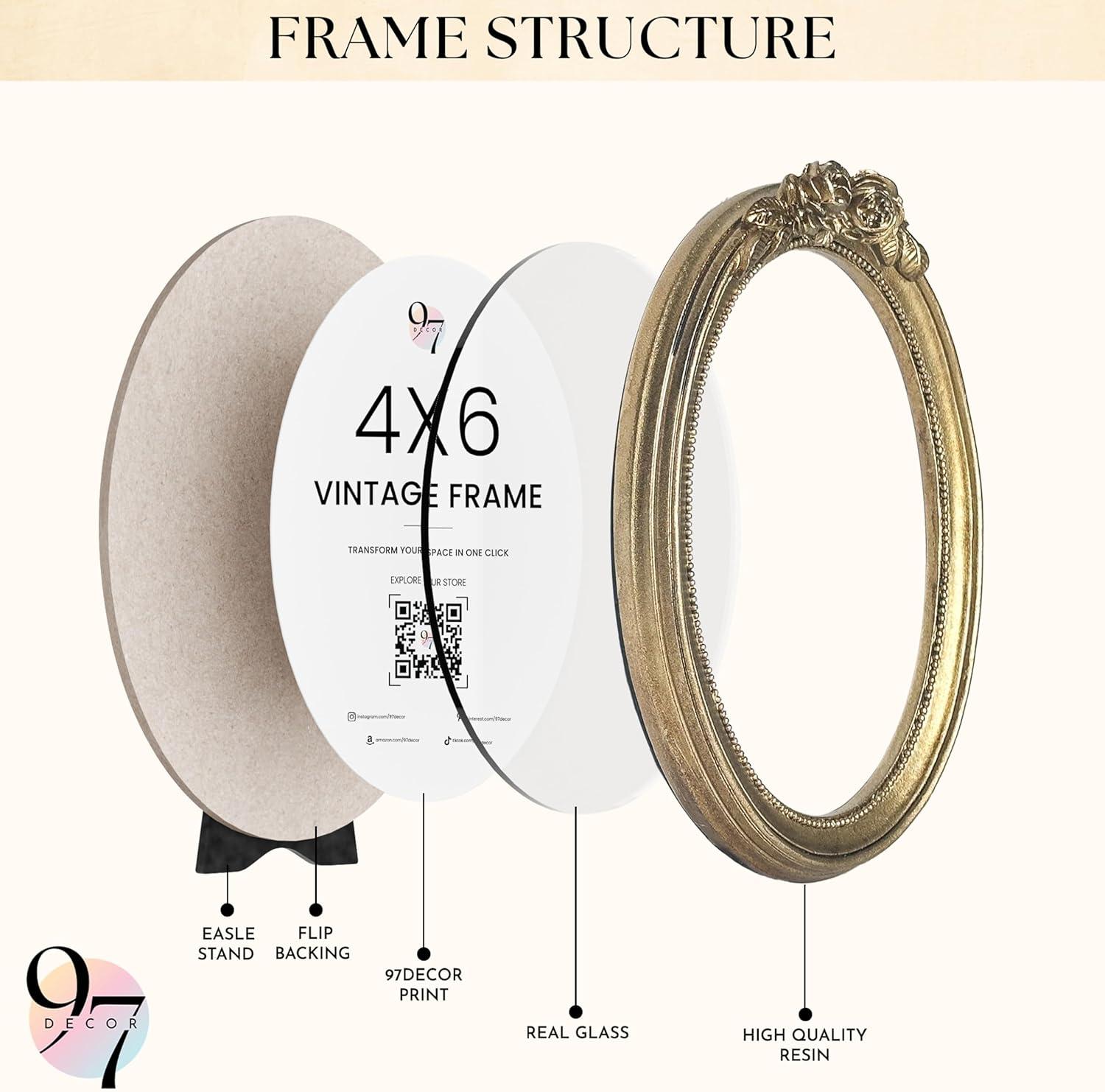 image:image97 Decor Black Vintage Picture Frames 3x3  Mini Round Gothic Picture Frame 3x3 Small Ornate Frame For Table Top And Wall Hanging Handcrafted Resin Goth Home Decor Gallery Wall ArtRose Oval
