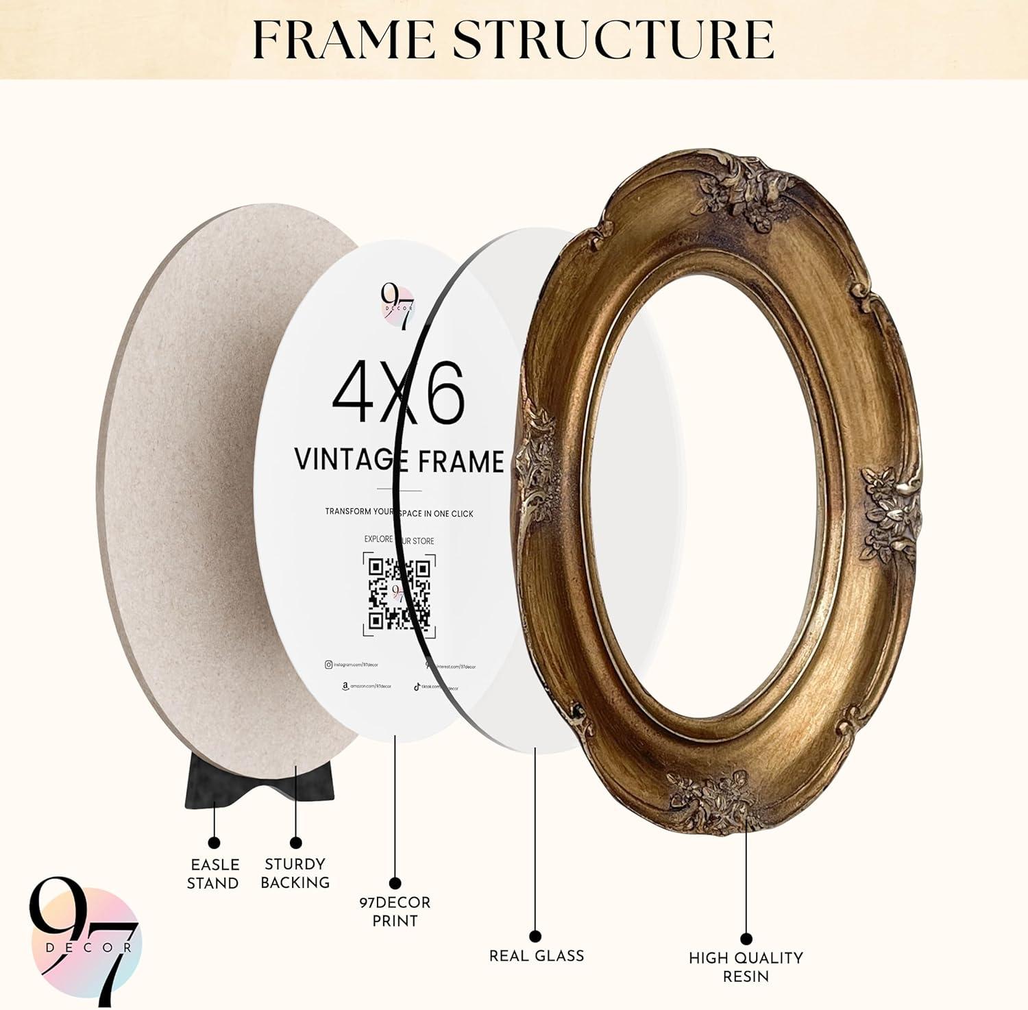 image:image97 Decor Black Vintage Picture Frames 3x3  Mini Round Gothic Picture Frame 3x3 Small Ornate Frame For Table Top And Wall Hanging Handcrafted Resin Goth Home Decor Gallery Wall ArtBrozne Oval