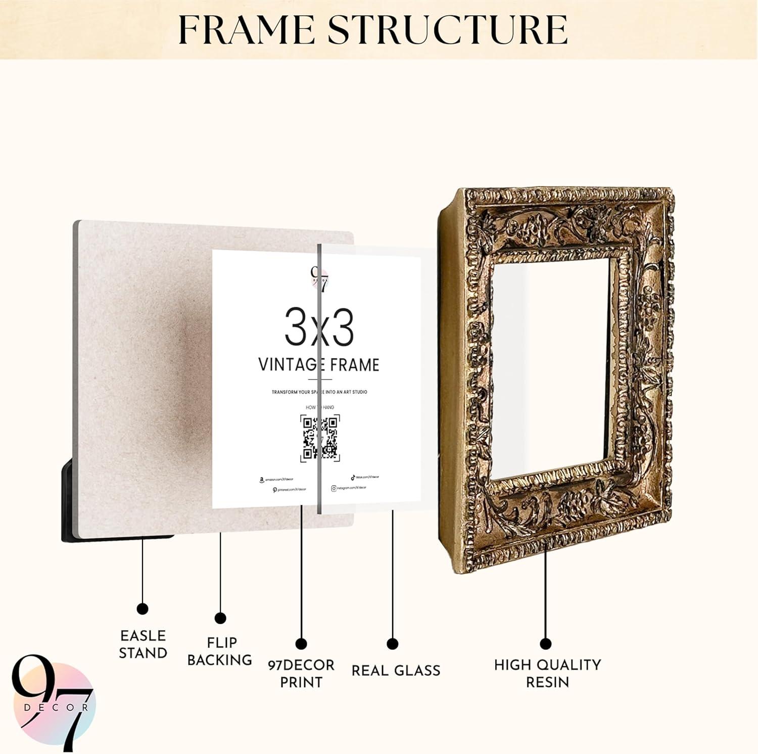image:image97 Decor Black Vintage Picture Frames 3x3  Mini Round Gothic Picture Frame 3x3 Small Ornate Frame For Table Top And Wall Hanging Handcrafted Resin Goth Home Decor Gallery Wall ArtVictorian Square