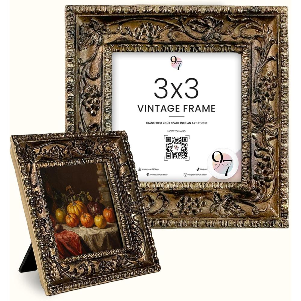 image:image97 Decor Black Vintage Picture Frames 3x3  Mini Round Gothic Picture Frame 3x3 Small Ornate Frame For Table Top And Wall Hanging Handcrafted Resin Goth Home Decor Gallery Wall ArtVictorian Square