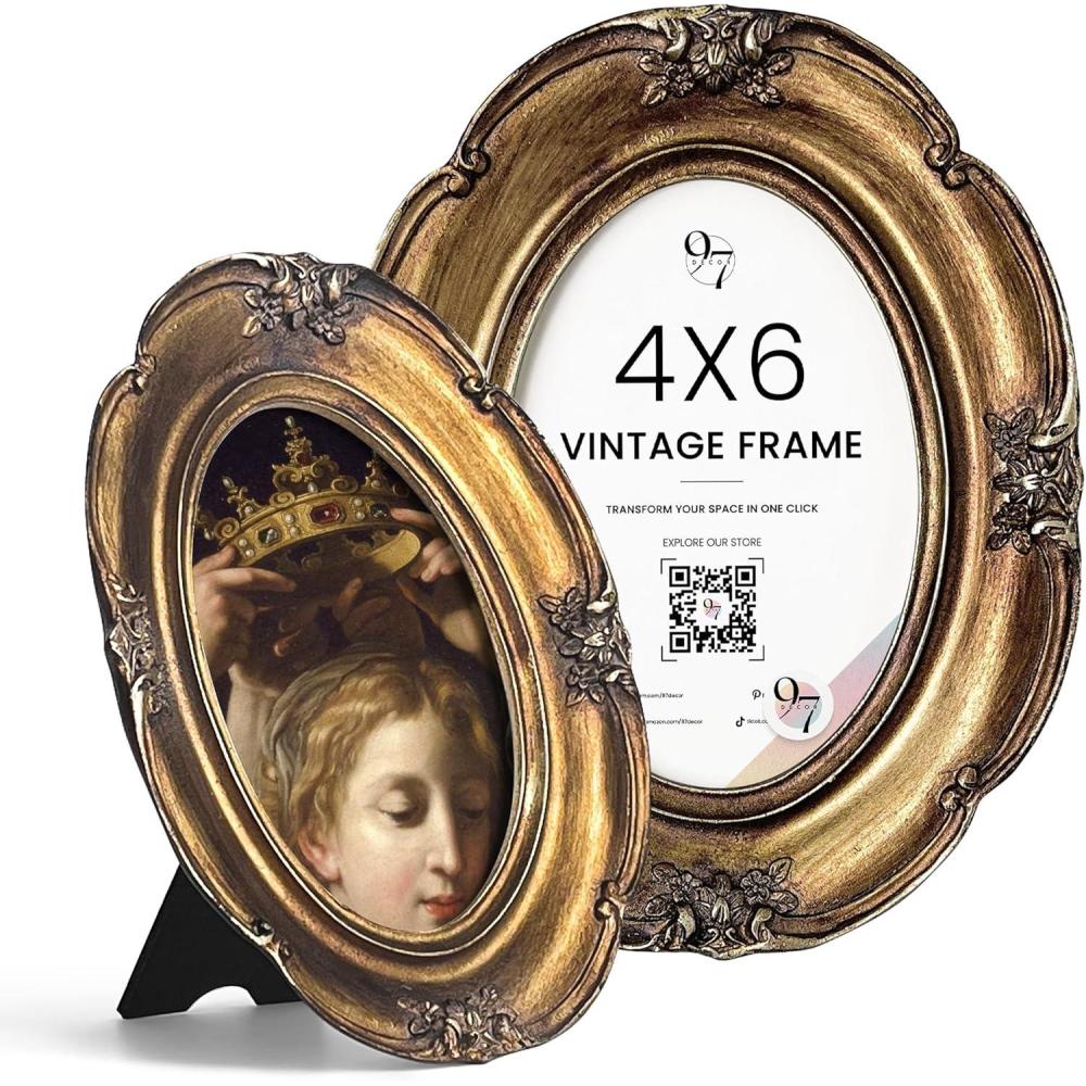 image:image97 Decor Black Vintage Picture Frames 3x3  Mini Round Gothic Picture Frame 3x3 Small Ornate Frame For Table Top And Wall Hanging Handcrafted Resin Goth Home Decor Gallery Wall ArtBrozne Oval