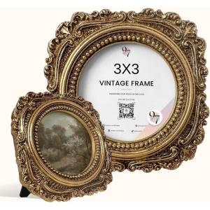 image:image97 Decor Black Vintage Picture Frames 3x3  Mini Round Gothic Picture Frame 3x3 Small Ornate Frame For Table Top And Wall Hanging Handcrafted Resin Goth Home Decor Gallery Wall ArtVictorian Gold Round