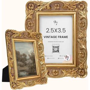 image:image97 Decor Black Vintage Picture Frames 3x3  Mini Round Gothic Picture Frame 3x3 Small Ornate Frame For Table Top And Wall Hanging Handcrafted Resin Goth Home Decor Gallery Wall ArtAntique Gold Floral Rectangle
