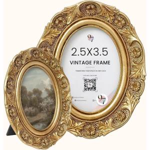image:image97 Decor Black Vintage Picture Frames 3x3  Mini Round Gothic Picture Frame 3x3 Small Ornate Frame For Table Top And Wall Hanging Handcrafted Resin Goth Home Decor Gallery Wall ArtAntique Gold Floral Oval