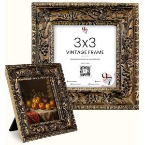 image:image97 Decor Black Vintage Picture Frames 3x3  Mini Round Gothic Picture Frame 3x3 Small Ornate Frame For Table Top And Wall Hanging Handcrafted Resin Goth Home Decor Gallery Wall ArtVictorian Square