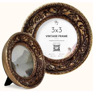 image:image97 Decor Black Vintage Picture Frames 3x3  Mini Round Gothic Picture Frame 3x3 Small Ornate Frame For Table Top And Wall Hanging Handcrafted Resin Goth Home Decor Gallery Wall ArtVictorian Round
