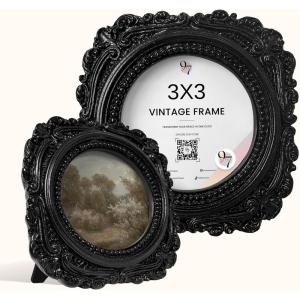 image:image97 Decor Black Vintage Picture Frames 3x3  Mini Round Gothic Picture Frame 3x3 Small Ornate Frame For Table Top And Wall Hanging Handcrafted Resin Goth Home Decor Gallery Wall ArtVictorian Black Round