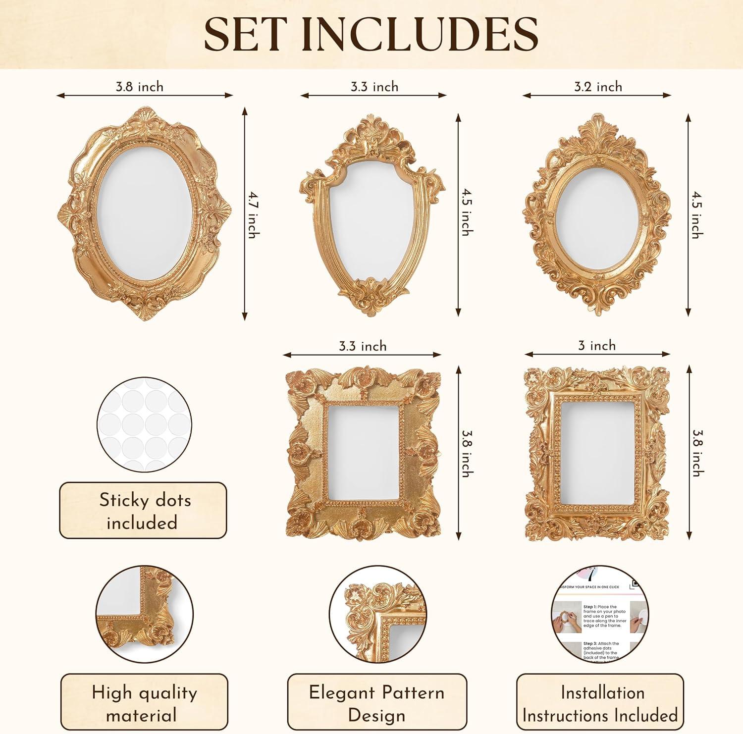 image:image97 Decor Small Gold Picture Frames Set No Standing amp Backing  5 Mini Vintage Frames For Galley Wall Assorted Gold Vintage Picture Frame Bulk Antique Ornate Miniature Frame Nonmagnetic5 PCS