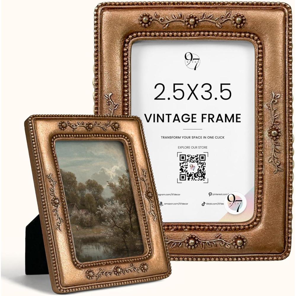 image:image97 Decor Mini 4x4 Round Picture Frame  Circle 4x4 Picture Frame Gold Small Gold Frames 4 Inch For Wall Hanging Antique Home DecorBrown Vintage