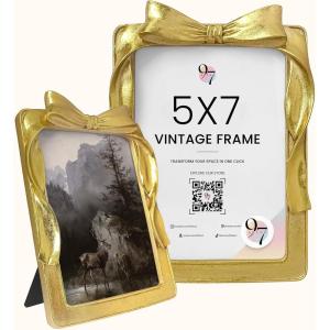 image:image97 Decor Mini 4x4 Round Picture Frame  Circle 4x4 Picture Frame Gold Small Gold Frames 4 Inch For Wall Hanging Antique Home DecorAntique Gold Bowknot