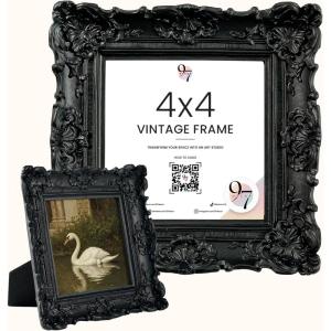 image:image97 Decor Mini 4x4 Round Picture Frame  Circle 4x4 Picture Frame Gold Small Gold Frames 4 Inch For Wall Hanging Antique Home DecorBlack Vintage