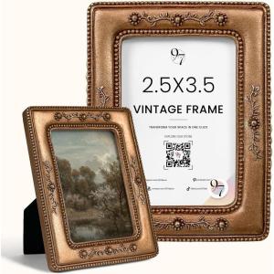 image:image97 Decor Mini 4x4 Round Picture Frame  Circle 4x4 Picture Frame Gold Small Gold Frames 4 Inch For Wall Hanging Antique Home DecorBrown Vintage