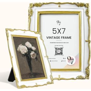 image:image97 Decor Mini 4x4 Round Picture Frame  Circle 4x4 Picture Frame Gold Small Gold Frames 4 Inch For Wall Hanging Antique Home DecorFrench Baroque White